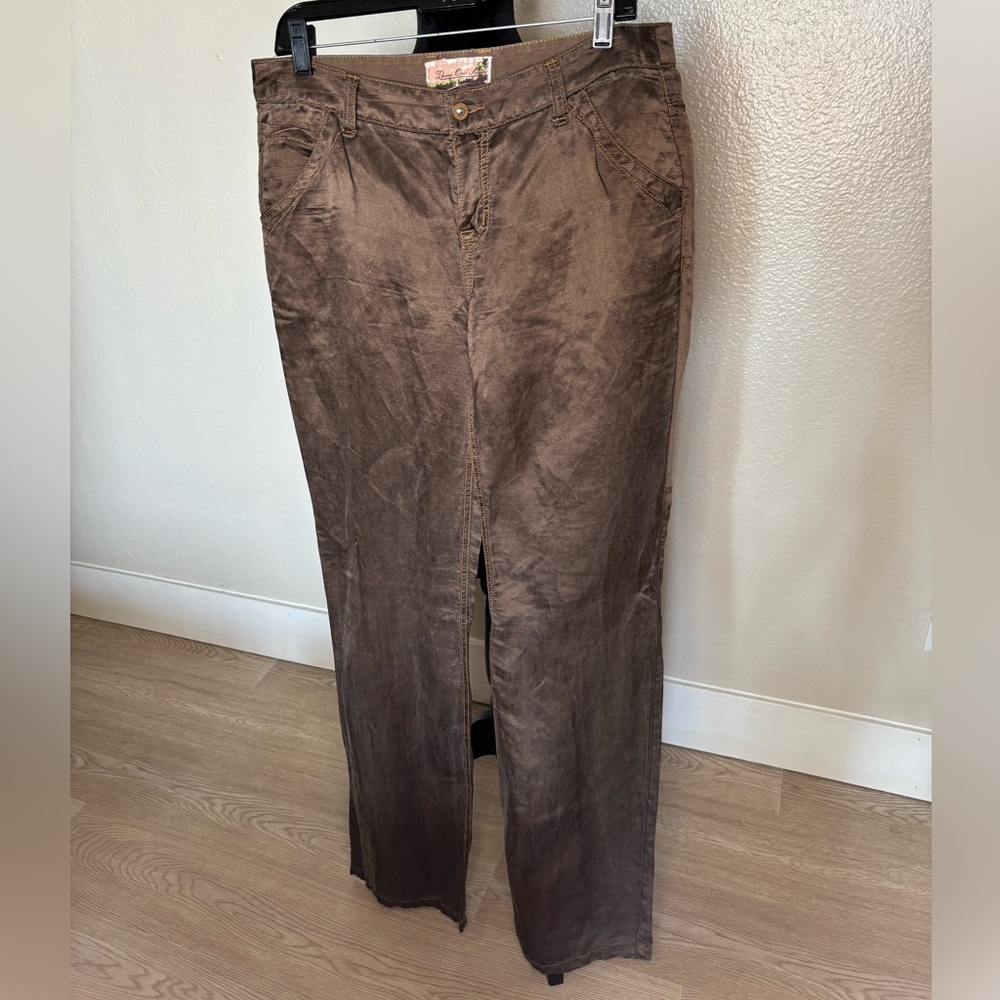 Three One Seven Cargo Style Linen & Silk Brown Women's Trousers Size W30